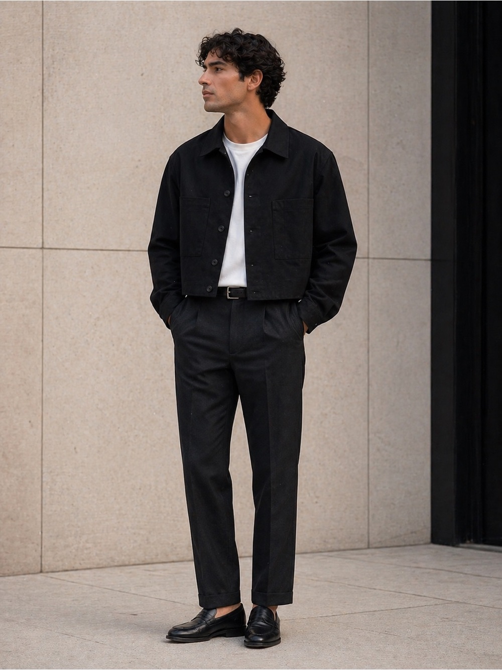 Zara Men's Black Lightweight Button-Front Shirt Jacket